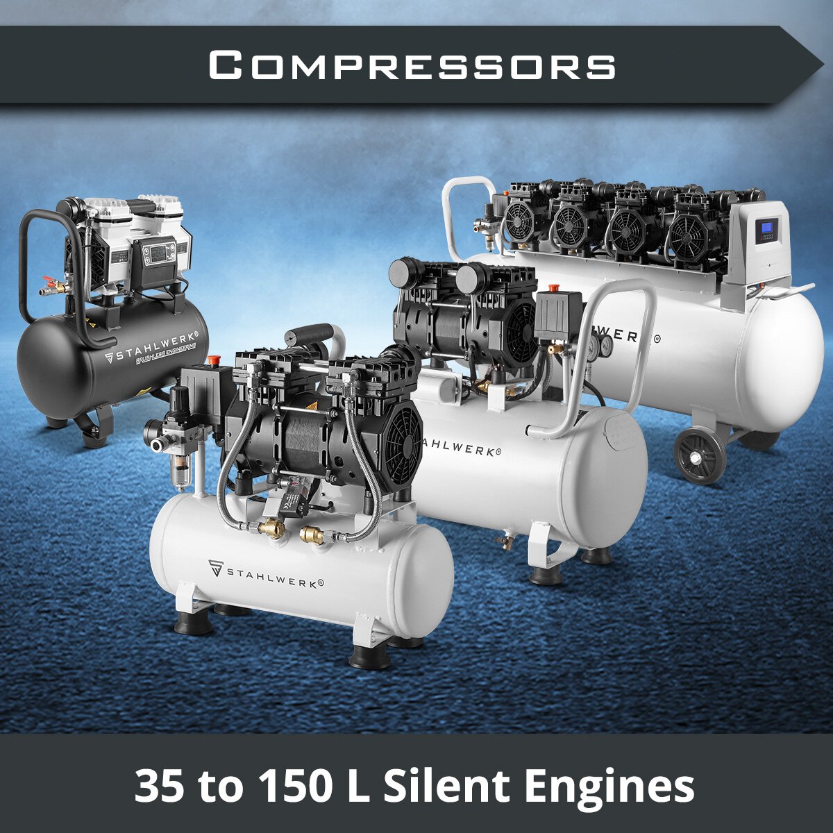 STAHLWERK Compressed Air Whisper Compressor Brushless 10 bar 30 L 1.89,  329,99 €
