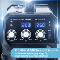 STAHLWERK MIG MAG 200 ST IGBT - MIG MAG Schutzgas Schwei&szlig;ger&auml;t mit 200 Ampere, FLUX F&uuml;lldraht geeignet, mit MMA E-Hand