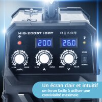 STAHLWERK Poste &agrave; souder MIG MAG 200 ST IGBT / Poste &agrave; souder sous protection gazeuse avec d&eacute;vidoir synergique et v&eacute;ritable 200 amp&egrave;res / Poste &agrave; souder professionnel, E-Hand, MMA