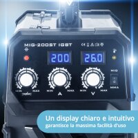 STAHLWERK Saldatrice MIG MAG 200 ST IGBT / Saldatrice a gas con alimentazione sinergica del filo e 200 ampere reali / Saldatrice professionale, E-Hand, MMA