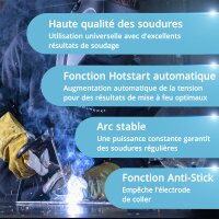 STAHLWERK ARC 200 MD Poste de soudure - DC MMA | E-Hand| Lift-TIG Inverter avec 200 amp&egrave;res, technologie IGBT et carte unique