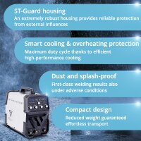 STAHLWERK AC/DC TIG 200 ST IGBT t&auml;ysin varusteltu, yhdistelm&auml;hitsauskone 200 ampeerin TIG MMA:lla, alumiinihitsaus.