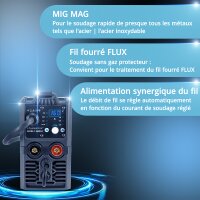 STAHLWERK MIG MAG 160 M Poste &agrave; souder IGBT Appareil combin&eacute; enti&egrave;rement synergique 5 en 1 avec v&eacute;ritable 160 amp&egrave;res et 2 rouleaux dentra&icirc;nement / fil fourr&eacute;, MIG MAG, ARC MMA, Lift TIG