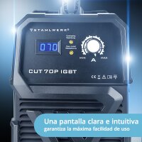 Cortadora de plasma STAHLWERK CUT 70 P IGBT con encendido piloto de 70 Amp hasta 25 mm de capacidad de corte apta para óxido flash