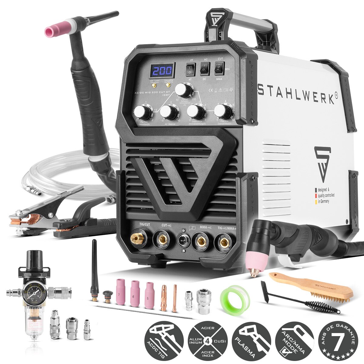 STAHLWERK Schweißgerät AC/DC WIG 200 Plasma ST IGBT Kombischweißgerät ...