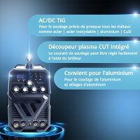 STAHLWERK Poste &agrave; souder AC/DC TIG 200 Plasma ST IGBT / Poste &agrave; souder combin&eacute; / Poste &agrave; souder 200 Amp TIG + MMA avec d&eacute;coupeuse plasma 50 Amp CUT, adapt&eacute; &agrave; laluminium