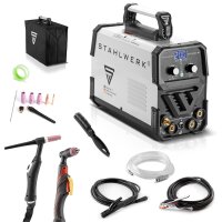 STAHLWERK 3 in 1 Combination welder CT 550 ST IGBT with electrode and plasma function / DC TIG MMA welder with plasma cutter up to 12mm, 200 Amp TIG/MMA + 50 A CUT