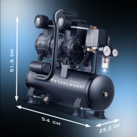 STAHLWERK Kompressor ST-110 Pro mit 10 bar | 2,1 PS | 1,6 kW | 210 l/min | 10 l Tank &ouml;lfreier Druckluft-Kompressor | Kolben-Kompressor | Silent-Kompressor | Fl&uuml;ster-Kompressor mit Brushless-Motoren