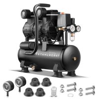 STAHLWERK Kompressor ST-110 Pro mit 10 bar | 2,1 PS | 1,6 kW | 210 l/min | 10 l Tank &ouml;lfreier Druckluft-Kompressor | Kolben-Kompressor | Silent-Kompressor | Fl&uuml;ster-Kompressor mit Brushless-Motoren