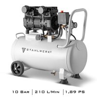 STAHLWERK luftkompressor ST 310 Pro, hviskekompressor med 10 bar, 30 l tank, 69 dB og slidfri b&oslash;rstel&oslash;s motor med en effekt p&aring; 1,89 HK / 1.390 Watt, 7 &aring;rs producentgaranti