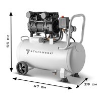 STAHLWERK luftkompressor ST 310 Pro, hviskekompressor med 10 bar, 30 l tank, 69 dB og slidfri b&oslash;rstel&oslash;s motor med en effekt p&aring; 1,89 HK / 1.390 Watt, 7 &aring;rs producentgaranti