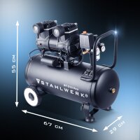 STAHLWERK Kompressor ST-310 Pro mit 10 bar | 2,1 PS | 1,6 kW | 210 l/min | 30 l Tank &ouml;lfreier Druckluft-Kompressor | Kolben-Kompressor | Silent-Kompressor | Fl&uuml;ster-Kompressor mit Brushless-Motoren