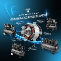 STAHLWERK Compresseur ST-310 Pro avec 10 bar | 2,1 CV | 1,6 kW | 210 l/min | R&eacute;servoir 30 l Compresseur dair sans huile | Compresseur &agrave; piston | Compresseur silencieux | Compresseur silencieux avec moteurs Brushless
