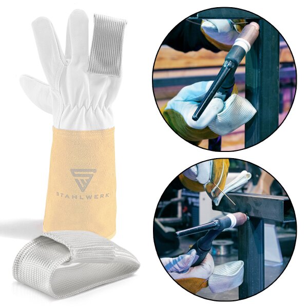 STAHLWERK TIG dedos / protección térmica para guantes de soldadura de tejido Kevlar resistente para todos los trabajos de soldadura y corte.