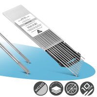 STAHLWERK Electrodos de tungsteno / electrodos de soldadura WC20 gris en juego - 5 x 1,6 mm + 5 x 2,4 mm