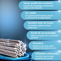 STAHLWERK Baguettes de soudage ER307Si Acier inoxydable fortement allié / Ø 1,6 x 500 mm / 2 kg de métal dapport TIG, boîte de rangement incluse