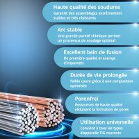 STAHLWERK TIG Baguettes de soudage acier / acier inoxydable / Ø 1,6 mm x 500 mm / 1 kg chacune