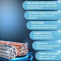 STAHLWERK Bacchette per saldatura TIG acciaio / acciaio inox / Ø 2,5/2,4 mm x 500 mm in un pratico set / 1 kg ciascuna / inclusa scatola di stoccaggio