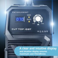 STAHLWERK CUT 70 P IGBT w pełni wyposażona przecinarka plazmowa z zapłonem pilotowym 70 A o wydajności cięcia do 25 mm, odpowiednia do rdzy błyskawicznej