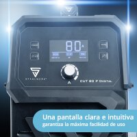 STAHLWERK Cortadora de plasma CUT 80 P Digital totalmente equipada | Cortadora de plasma inverter 80 A | Encendido piloto HF | Pantalla digital | Interfaz THC para CNC | Capacidad de corte hasta 25 mm | Cortadora de plasma con funci&oacute;n 2T/4T
