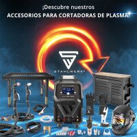 STAHLWERK CUT 100 P Digital Plasma Cutter Professional Set 100 A Totalmente equipado, encendido por piloto, tiempo de flujo de aire ajustable, refrigeración y protección contra sobrecalentamiento