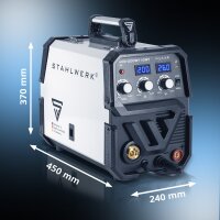 STAHLWERK MIG MAG 200 ST IGBT- Vollausstattung - MIG MAG Schutzgas Schwei&szlig;ger&auml;t mit 200 Ampere, FLUX F&uuml;lldraht geeignet, mit MMA E-Hand