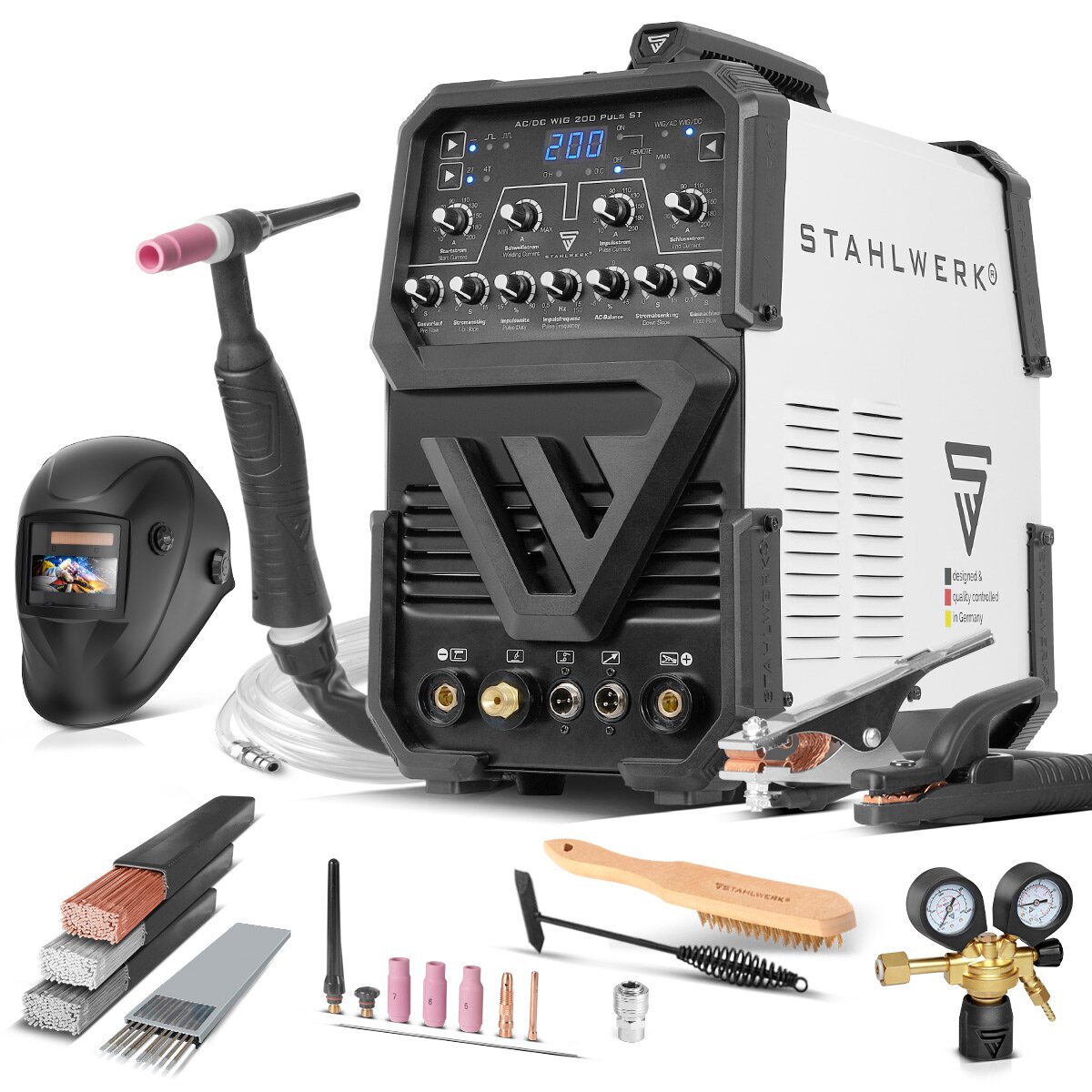 STAHLWERK Schweißgerät AC/DC WIG 200 Puls ST IGBT Vollausstattung Puls ...