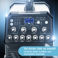 STAHLWERK AC/DC TIG 200 Puls ST &eacute;quipement complet, poste &agrave; souder professionnel avec 200 amp&egrave;res TIG MMA nombreux param&egrave;tres de soudage r&eacute;glables