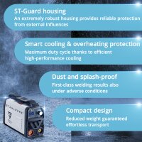 STAHLWERK ARC 200 MD IGBT fuldt udstyret - Svejsemaskine DC MMA / MMA / Lift-TIG Svejser med &aelig;gte 200 Ampere meget kompakt, single board