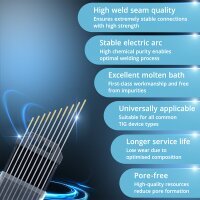 STAHLWERK Volframelektroder / svetselektroder 1,6 x 175 mm WL15 guld i praktisk uppsättning om 10