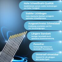 STAHLWERK 10 x  WIG Wolfram Schweißelektroden 2,4 x 175 mm WL15 gold Thoriumfrei - universelle WIG Nadeln für Stahl, Edelstahl, Alu, Kupfer 10 Stk.