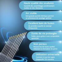 STAHLWERK TIG Électrodes de soudage tungstène 1,6 & 2,4 x 175 mm WL15 or sans thorium - aiguilles TIG universelles pour acier, inox, alu, cuivre 5 pcs chacune