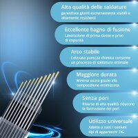 STAHLWERK Elettrodi di tungsteno / elettrodi di saldatura WL15 oro in un pratico set 5 x 1,6 mm + 5 x 2,4 mm