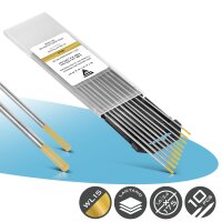 STAHLWERK Electrodos de tungsteno / electrodos de soldadura WL15 oro en un práctico juego 5 x 1,6 mm + 5 x 2,4 mm