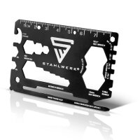 STAHLWERK Toolcard Multitool 18 in 1 monitoimityökalu laadukkaasta teräksestä kortin kokoisena Ruuvimeisseli Kuusiokantamutteri Pullonavaaja Viivotin Kirjeenavaaja ja paljon muuta...
