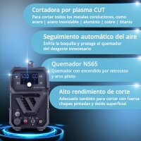 Cortadora de plasma STAHLWERK CUT 50 P Digital totalmente equipada | Cortadora de plasma inverter 50A | encendido por retroceso | pantalla digital | interfaz THC para CNC | capacidad de corte hasta 20 mm | funci&oacute;n 2T/4T
