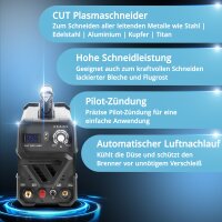 STAHLWERK CUT 50 Pilot IGBT Vollausstattung Plasmaschneider mit Pilotz&uuml;ndung und 50 Ampere, bis 14 mm Schneidleistung, f&uuml;r Lackierte Bleche &amp; Flugrost