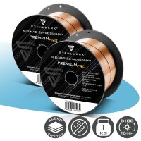 STAHLWERK 2 x alambre de soldadura MIG MAG ER70S-6 SG2 Ø 1,0 mm Rollo de alambre S100/D100 1 kg