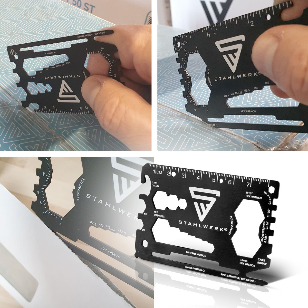 Toolcard Multiuso 46 In 1, Scheda Portautensili In Acciaio Inox, Portafoglio Da Campeggio, Nera