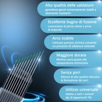 Elettrodi di tungsteno WP verde 1,6 mm x 175 mm 10 pezzi