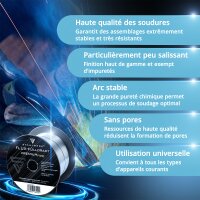 STAHLWERK FLUX Fil fourré E71T-GS 0,8 mm | Bobine de fil de 1 kg D100 | Bobine de fil pour mandrin de 16 mm | Fil de soudage premium | Matériau dapport | Fil de soudage universel | Fil fourré électrode | MIG MAG