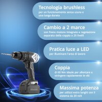 STAHLWERK Trapano a percussione a batteria  ASB-20 ST con sistema da 20 volt e tecnologia brushless Avvitatore a batteria | trapano a batteria | trapano avvitatore con caricabatteria, valigetta