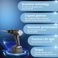 STAHLWERK cordless impact drill ASB-20 ST with 20 volt system and brushless technology Cordless screwdriver | cordless drill | drill driver including batteries, charger