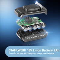 STAHLWERK cordless screwdriver ABS-18 ST with 18 volt and brushless technology, cordless drill driver | cordless drill | cordless tool set including battery, charger and carrying case