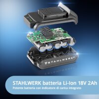 STAHLWERK Avvitatore a batteria ABS-18 ST da 18 volt con tecnologia brushless, trapano avvitatore a batteria | trapano a batteria | set di utensili a batteria comprensivo di batteria, caricabatterie e valigetta di trasporto