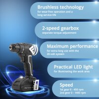 STAHLWERK cordless screwdriver ABS-18 ST with 18 volt and brushless technology, cordless drill driver | cordless drill | cordless tool set including battery, charger and carrying case