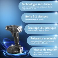 STAHLWERK Visseuse sans fil ABS-18 ST avec 18 volts et technologie Brushless, Perceuse-visseuse sans fil | Perceuse sans fil | Perceuse | Kit doutils sans fil comprenant une batterie, un chargeur et un coffret de transport