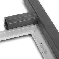 STAHLWERK Equerre de but&eacute;e en aluminium Equerre de mesure Equerre de charpentier 400 mm Equerre avec cm et pouces rivet&eacute;s