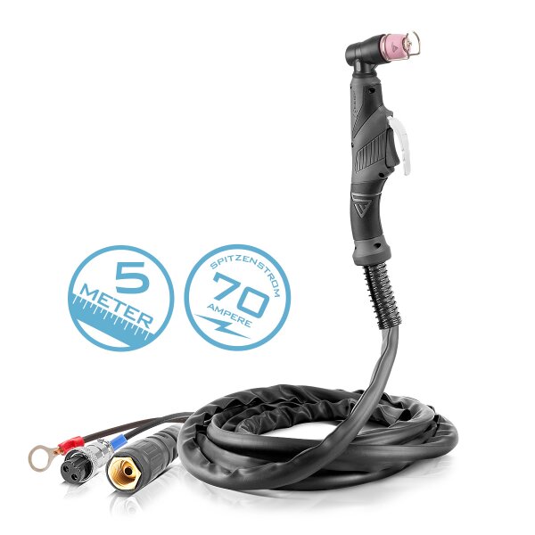 STAHLWERK Plasmabrenner P-60 mit 5m Schlauchpaket bis 70A, luftgekühlt, ergonomisch geformt, stabile Ausführung