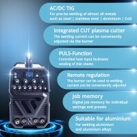 STAHLWERK AC/DC TIG 200 pulse with plasma ST fully equipped welding machine with 200 A TIG &amp; MMA, suitable for aluminum &amp; thin sheet metal, combination device with 50 amp CUT function